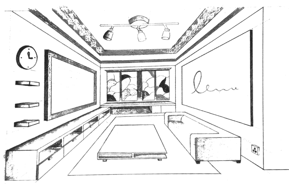 Outline Sketch Drawing Interior Perspective of House Stock Vector -  Illustration of plan, frame: 73960282